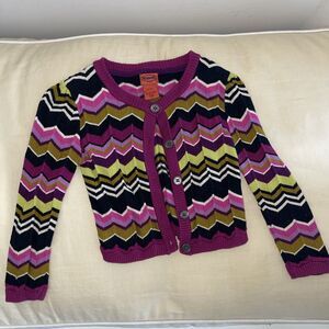 Missoni x Target Chevron Cardigan Girls Purple Zig Zag Stripe Sweater Kids 4 5
